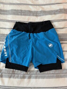Mammut 2-in-1 Running Shorts Blue Black Men's M EU 50